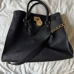 Michael Kors Black Leather Tote Bag